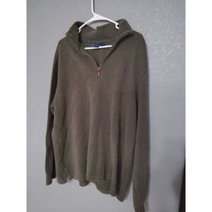 VTG Polo Ralph Lauren 1/4 Zip Sweater Mens XL Made USA Green W Purple Logo